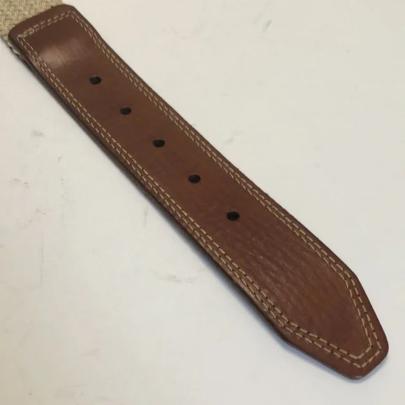 Tan Brown Stretch Woven & Leather Buckle Belt size 40 - Picture 7 of 12